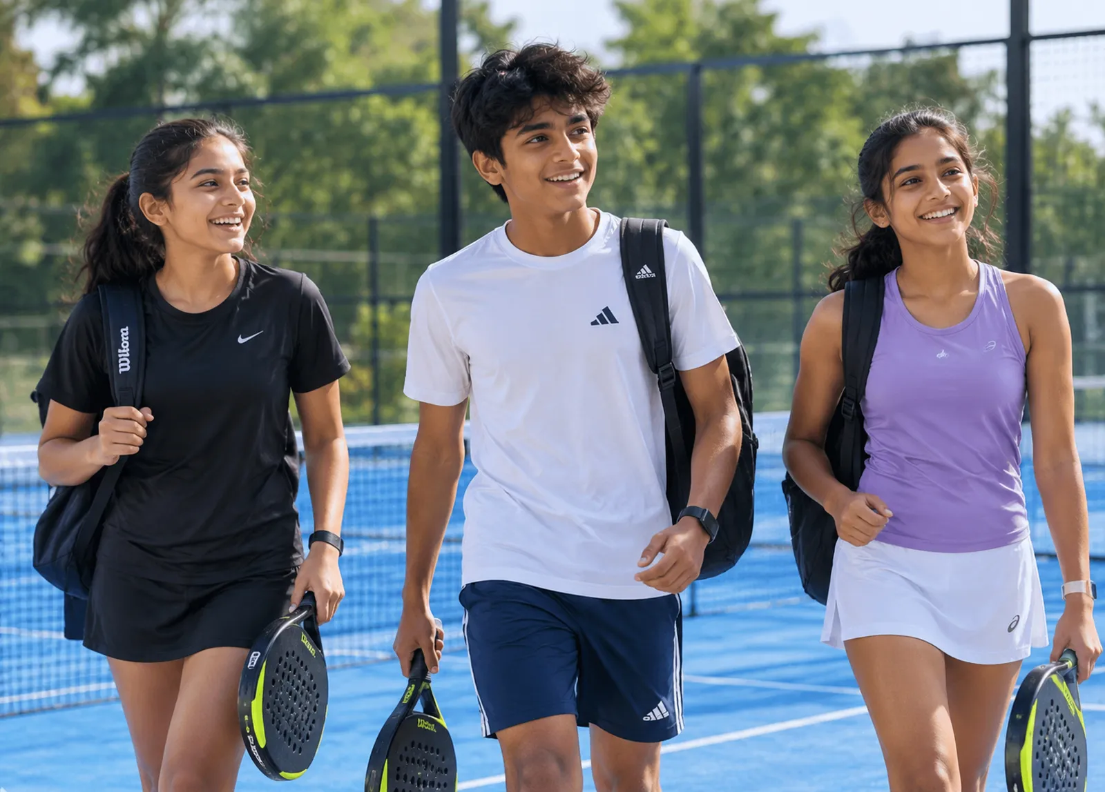Students together on a sunny SmartSteps court