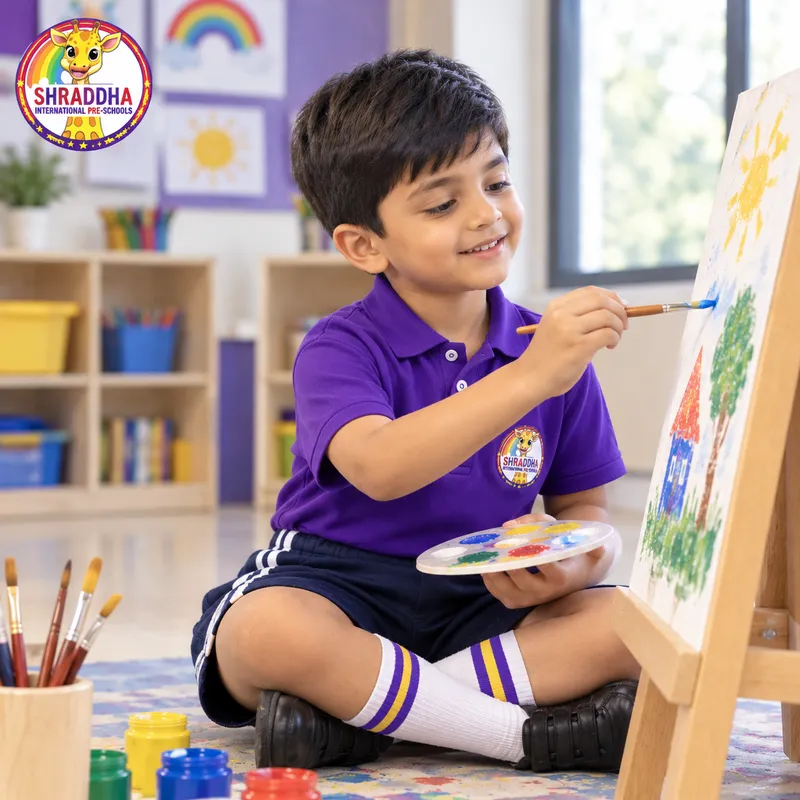 Young artist painting